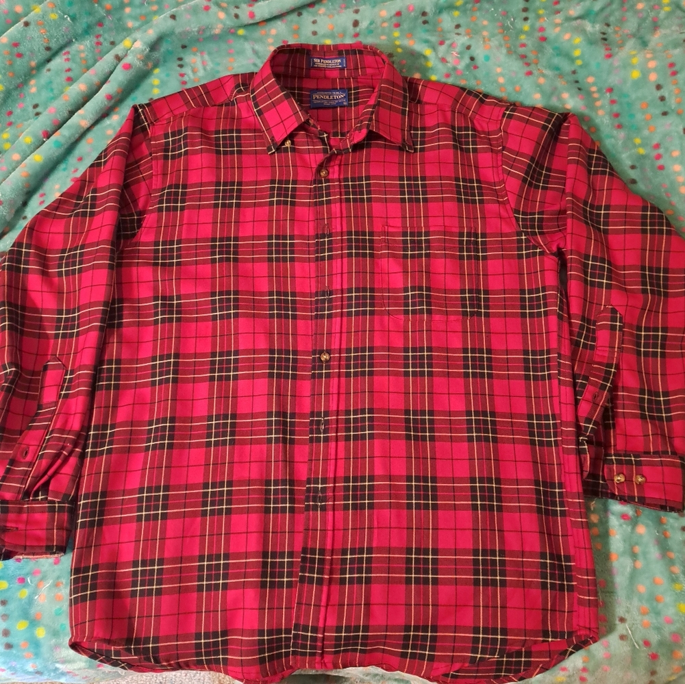 Pendleton Classic Red Plaid Men's Shirt. Brodie Tartan Pattern